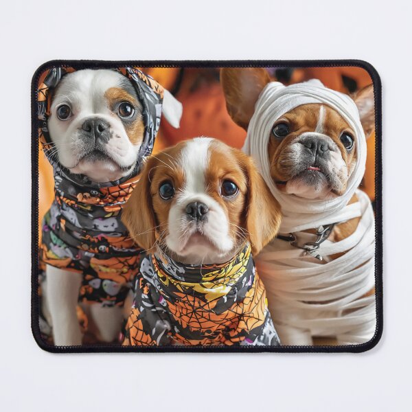 Item preview, Dog in Halloween Costumes – Adorable Mummy Kittens with Pumpkins and Spooky Background designed and sold by Grafititee.