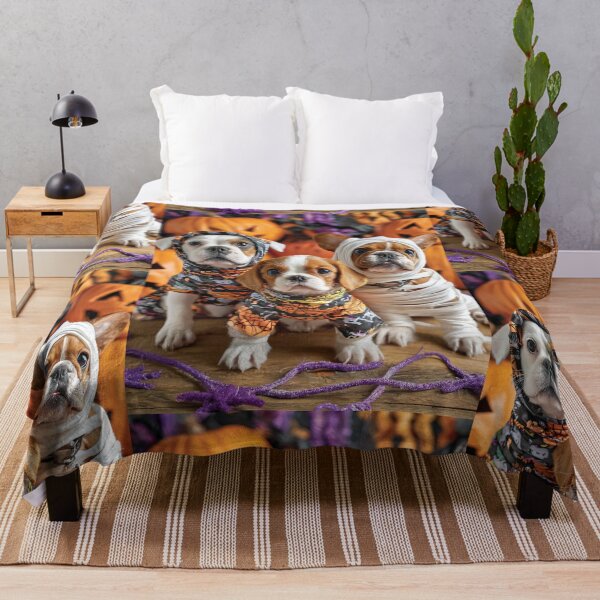 Item preview, Dog in Halloween Costumes – Adorable Mummy Kittens with Pumpkins and Spooky Background designed and sold by Grafititee.