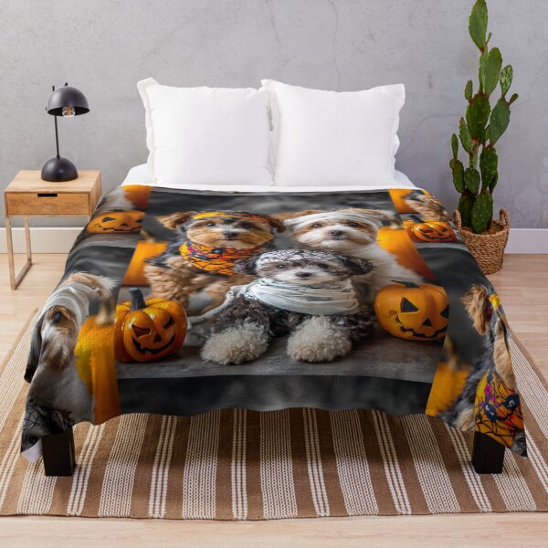 Item preview, Dog in Halloween Costumes – Adorable Mummy Kittens with Pumpkins and Spooky Background designed and sold by Grafititee.