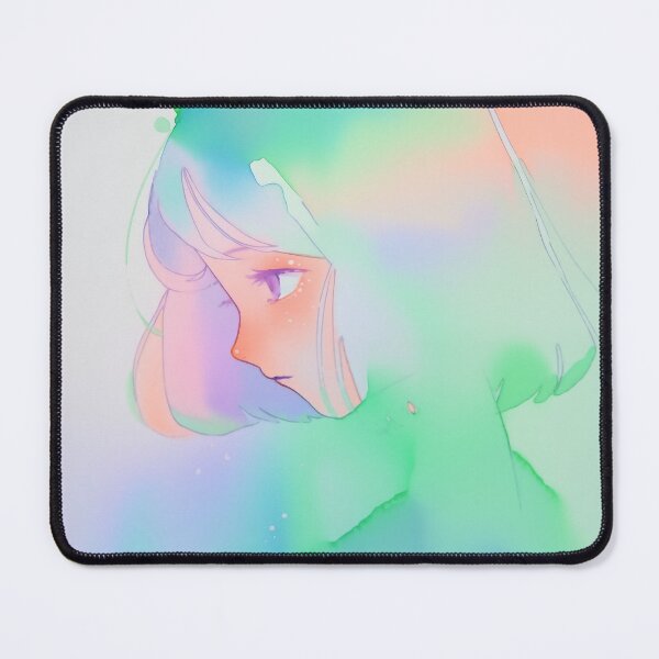 Item preview, Ethereal Dreamscape Portrait of a Melancholy Girl Adorned in Soft Neon Watercolor Washes and Pastel Rainbow Hues designed and sold by Epsydon Designers.