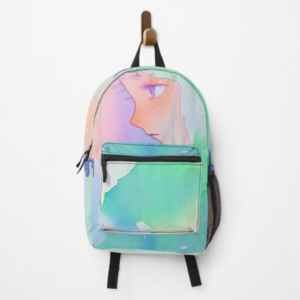 Item preview, Ethereal Dreamscape Portrait of a Melancholy Girl Adorned in Soft Neon Watercolor Washes and Pastel Rainbow Hues designed and sold by Epsydon Designers.