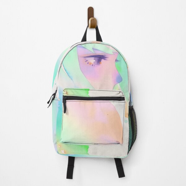 Item preview, Ethereal Dreamscape Portrait of a Melancholy Girl Adorned in Soft Neon Watercolor Washes and Pastel Rainbow Hues designed and sold by Epsydon Designers.