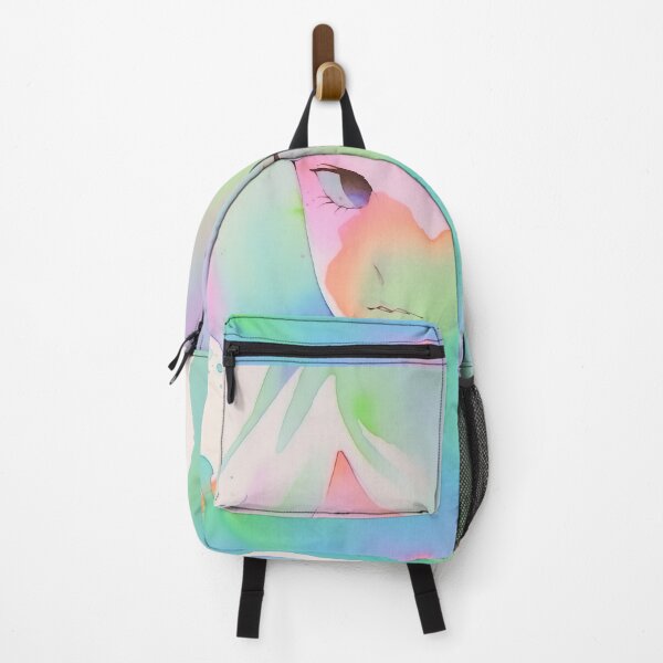 Item preview, Ethereal Dreamscape Portrait of a Melancholy Girl Adorned in Soft Neon Watercolor Washes and Pastel Rainbow Hues designed and sold by Epsydon Designers.