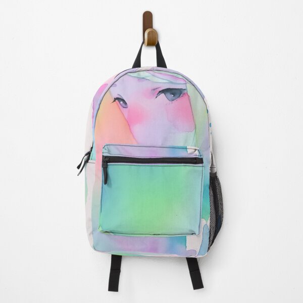 Item preview, Ethereal Dreamscape Portrait of a Melancholy Girl Adorned in Soft Neon Watercolor Washes and Pastel Rainbow Hues designed and sold by Epsydon Designers.