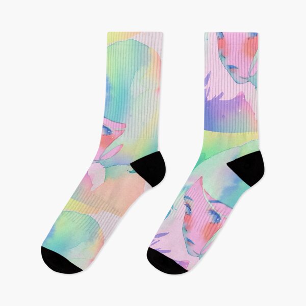 Item preview, Ethereal Dreamscape Portrait of a Melancholy Girl Adorned in Soft Neon Watercolor Washes and Pastel Rainbow Hues designed and sold by Epsydon Designers.