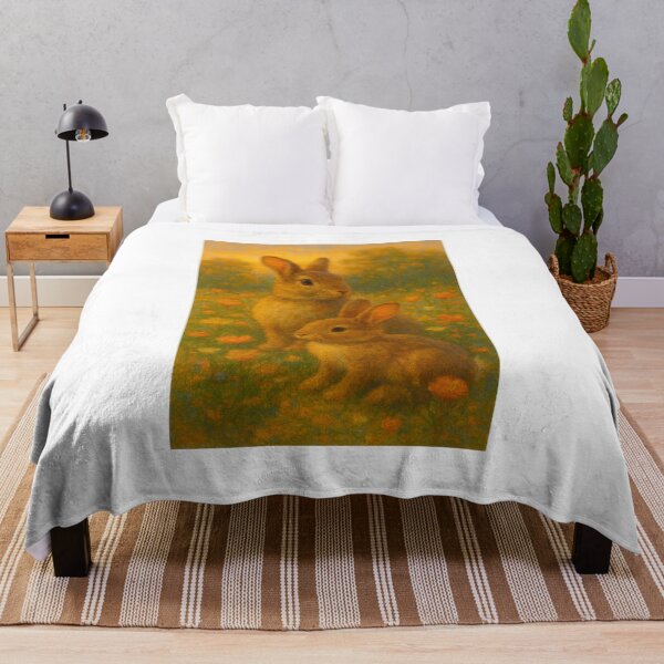 Item preview, Dois coelhinhos entre flores ao entardecer   designed and sold by Leonornature.