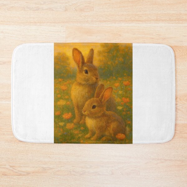 Item preview, Dois coelhinhos entre flores ao entardecer   designed and sold by Leonornature.