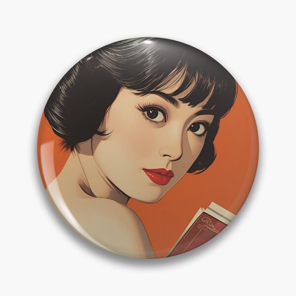 Item preview, Pretty Retro Japan Girl Reading a Book Booklover Flirting with Fiction designed and sold by Vintage City.