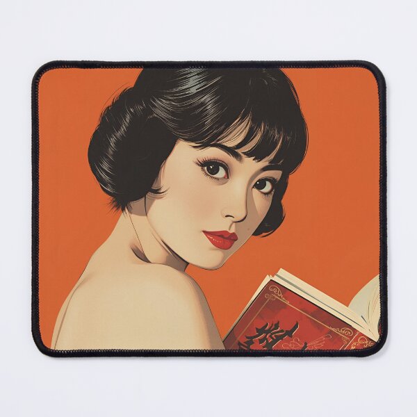 Item preview, Pretty Retro Japan Girl Reading a Book Booklover Flirting with Fiction designed and sold by Vintage City.