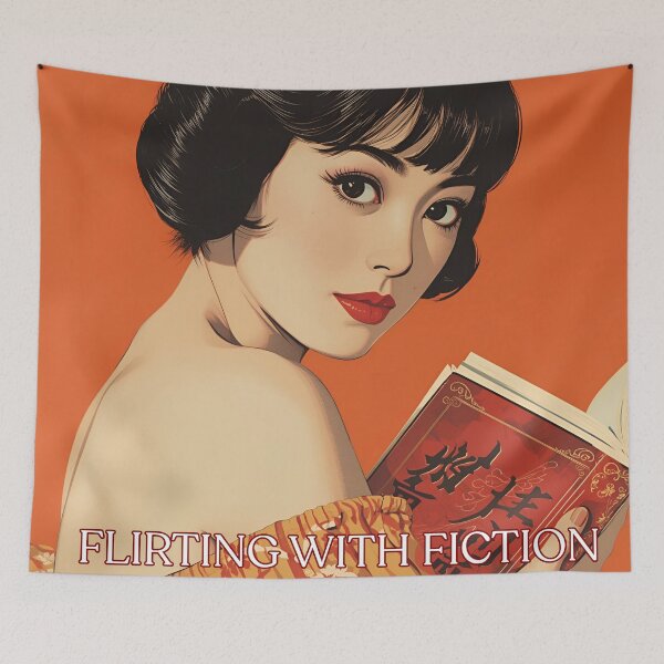 Item preview, Pretty Retro Japan Girl Reading a Book Booklover Flirting with Fiction designed and sold by Vintage City.