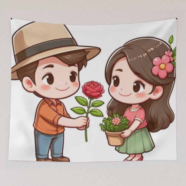 Item preview, cute cartoon couple designed and sold by Sachin707.