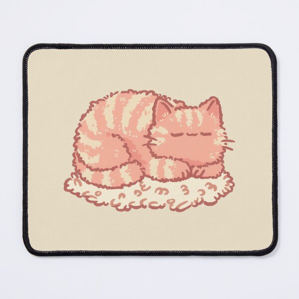 Item preview, Cozy Kawaii Sushi Cat sleeping pastel plush illustration designed and sold by Magnificent Lizard.