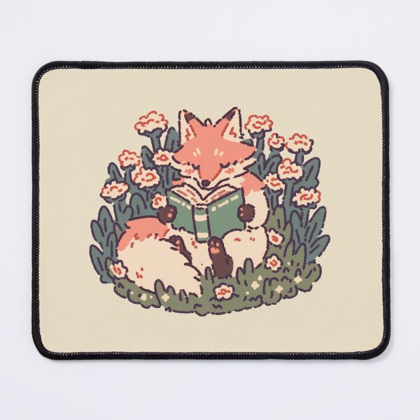 Item preview, Cozy Fox Reading, whimsical pastel floral illustration designed and sold by Magnificent Lizard.