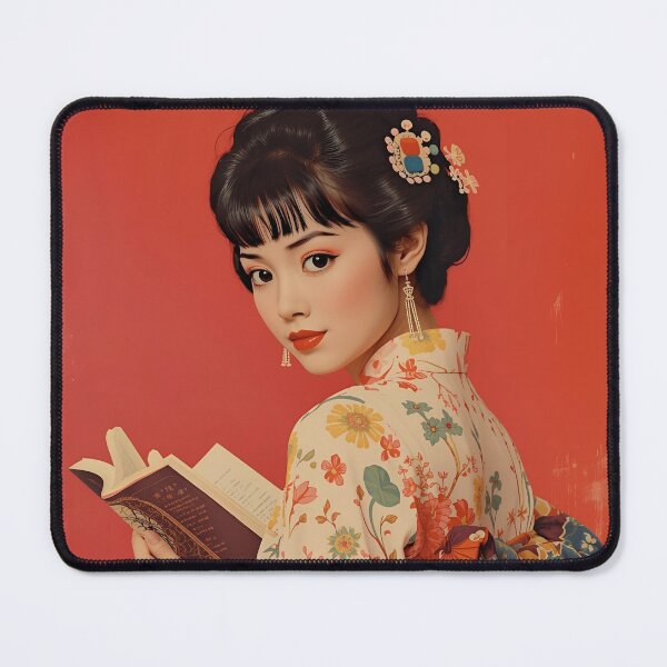 Item preview, Pretty Cute Retro Kimono Japan Girl Reading a Book Booklover designed and sold by Vintage City.