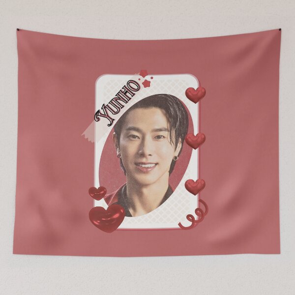 Item preview, U-Know Yunho (Jung Yun-ho) Korean Actor Kdrama Group Card Red Aesthetic Collage Design designed and sold by AJUNICE STUDIO.