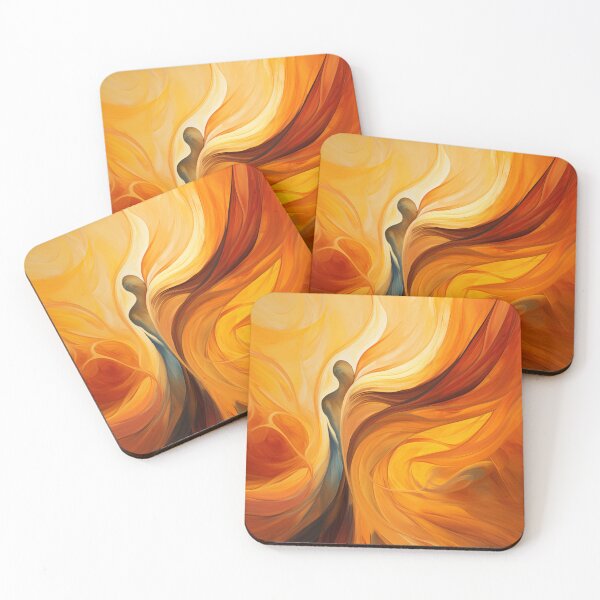 Item preview, Dancing Woman Swathed in Blazing Amber Hues, a Flowing, Abstract Figure Captured in the Warmth of Fiery Energy designed and sold by Epsydon Designers.