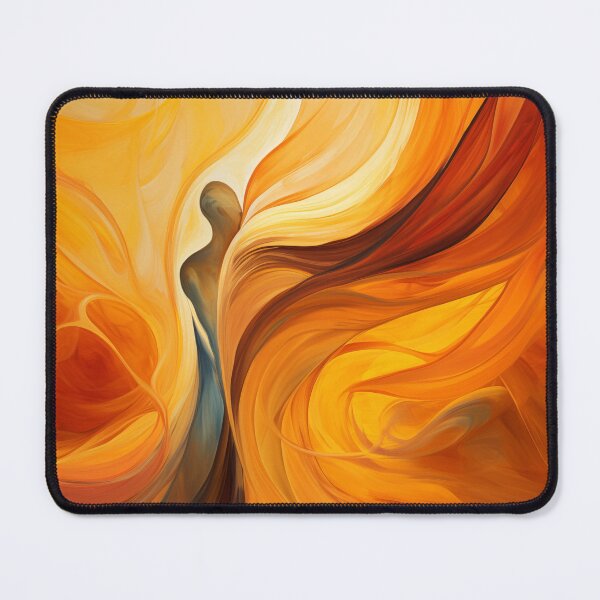 Item preview, Dancing Woman Swathed in Blazing Amber Hues, a Flowing, Abstract Figure Captured in the Warmth of Fiery Energy designed and sold by Epsydon Designers.