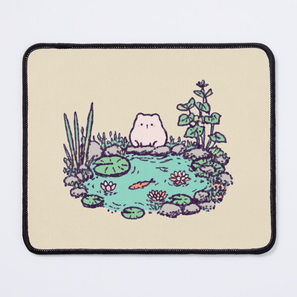 Item preview, Cat Fishing Pond, whimsical pastel illustration designed and sold by Magnificent Lizard.