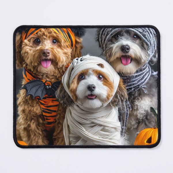Item preview, Dog in Halloween Costumes – Adorable Mummy Kittens with Pumpkins and Spooky Background designed and sold by Grafititee.