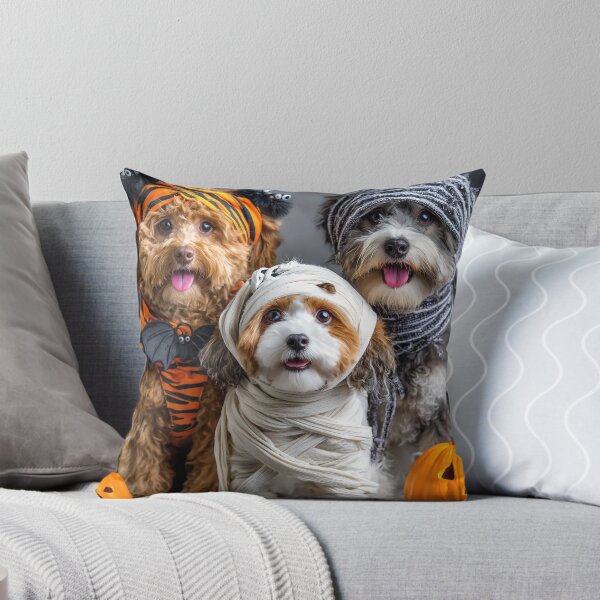 Item preview, Dog in Halloween Costumes – Adorable Mummy Kittens with Pumpkins and Spooky Background designed and sold by Grafititee.