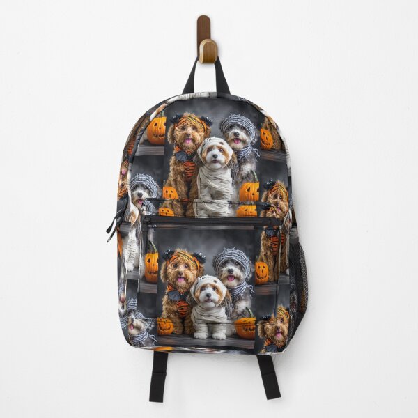 Item preview, Dog in Halloween Costumes – Adorable Mummy Kittens with Pumpkins and Spooky Background designed and sold by Grafititee.