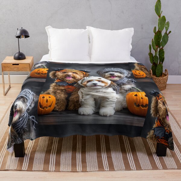 Item preview, Dog in Halloween Costumes – Adorable Mummy Kittens with Pumpkins and Spooky Background designed and sold by Grafititee.