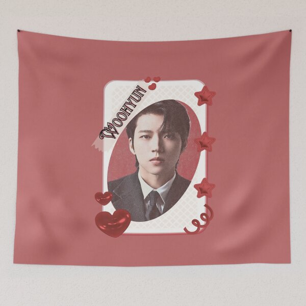 Item preview, Woo Hyeon-seo (Woohyun of Infinite)  Korean Actor Kdrama Group Card Red Aesthetic Collage Design designed and sold by AJUNICE STUDIO.