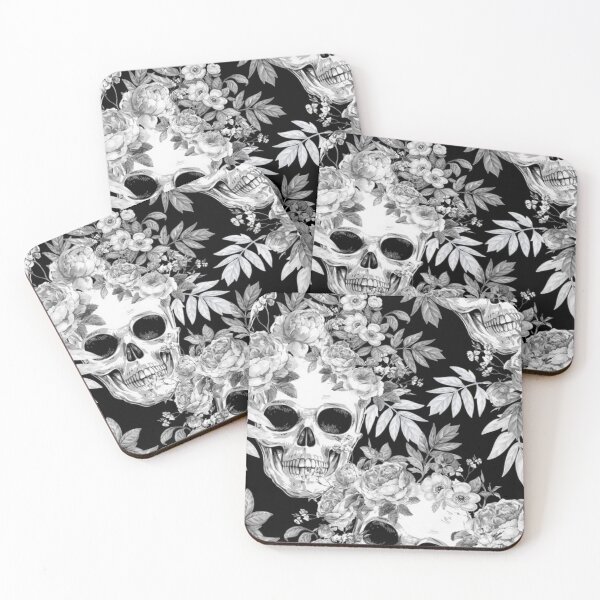 Item preview, Charcoal Hibiscus Floral & Candy Skull Gothic Design designed and sold by MakersFolly.