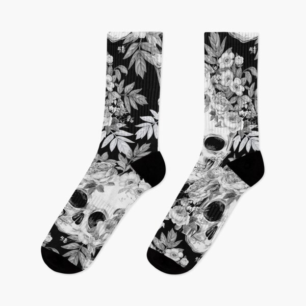 Item preview, Charcoal Hibiscus Floral & Candy Skull Gothic Design designed and sold by MakersFolly.