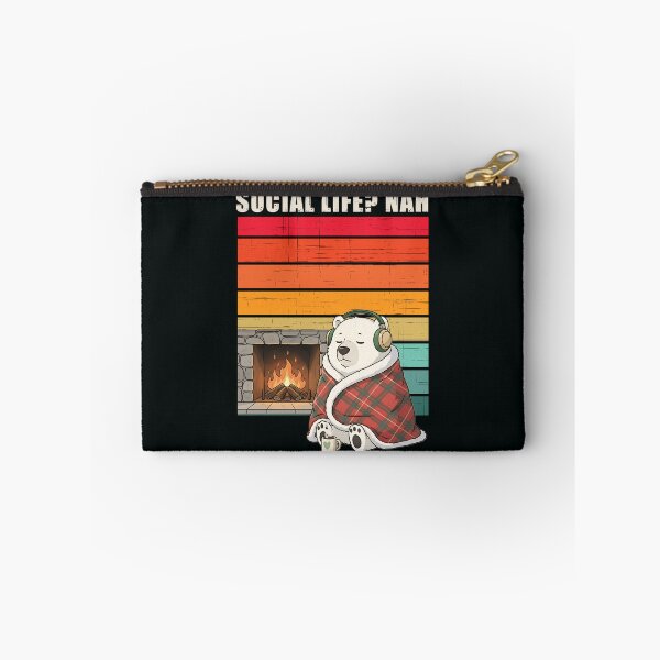 Item preview, Social Life? Nah – Cozy Polar Bear by the Fireplace designed and sold by SidTastic .