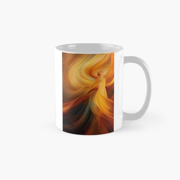 Item preview, Dancing Woman Swathed in Blazing Amber Hues, a Flowing, Abstract Figure Captured in the Warmth of Fiery Energy designed and sold by Epsydon Designers.