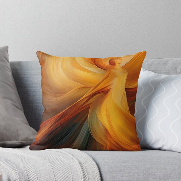 Item preview, Dancing Woman Swathed in Blazing Amber Hues, a Flowing, Abstract Figure Captured in the Warmth of Fiery Energy designed and sold by Epsydon Designers.