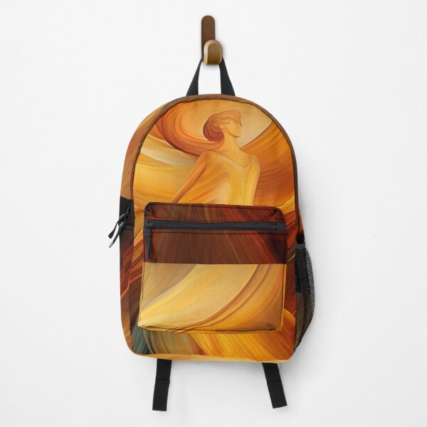 Item preview, Dancing Woman Swathed in Blazing Amber Hues, a Flowing, Abstract Figure Captured in the Warmth of Fiery Energy designed and sold by Epsydon Designers.