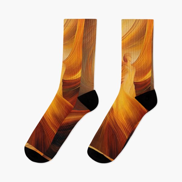 Item preview, Dancing Woman Swathed in Blazing Amber Hues, a Flowing, Abstract Figure Captured in the Warmth of Fiery Energy designed and sold by Epsydon Designers.