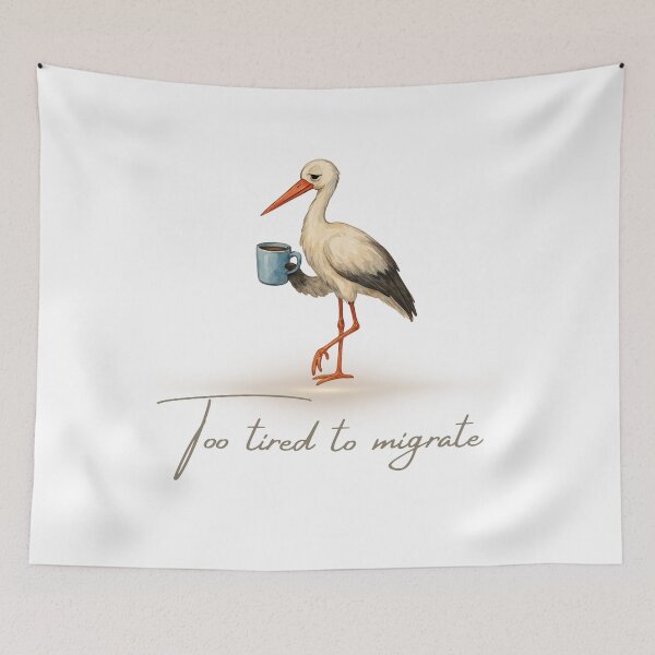 Item preview, Too Tired to Migrate – Watercolor Stork Illustration designed and sold by SillentDesign.
