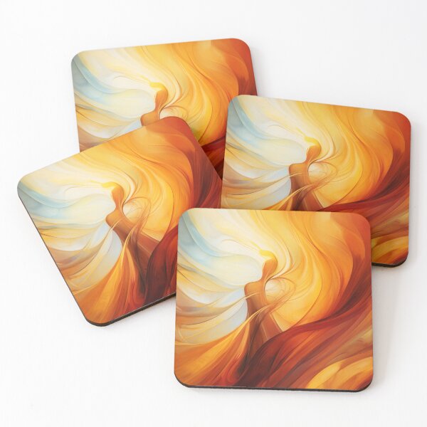 Item preview, Dancing Woman Swathed in Blazing Amber Hues, a Flowing, Abstract Figure Captured in the Warmth of Fiery Energy designed and sold by Epsydon Designers.