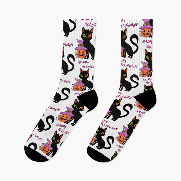 Item preview, Happy Halloween with Black Cat and Jack-o'-Lanterns. designed and sold by Dinasshop.