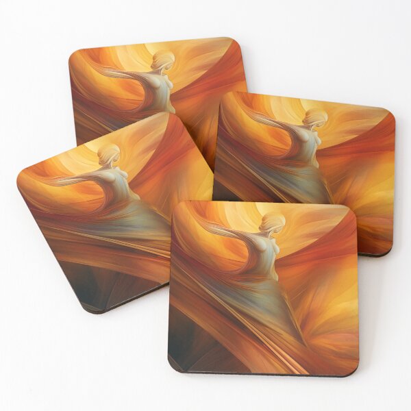 Item preview, Dancing Woman Swathed in Blazing Amber Hues, a Flowing, Abstract Figure Captured in the Warmth of Fiery Energy designed and sold by Epsydon Designers.