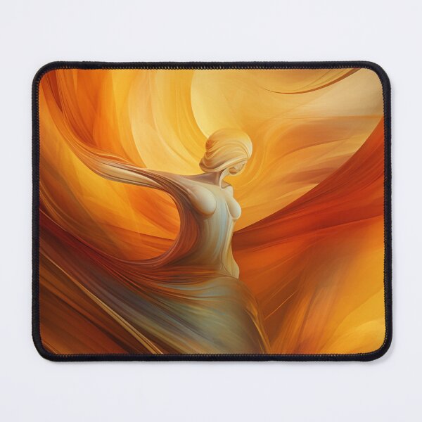 Item preview, Dancing Woman Swathed in Blazing Amber Hues, a Flowing, Abstract Figure Captured in the Warmth of Fiery Energy designed and sold by Epsydon Designers.