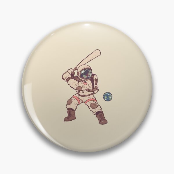 Item preview, Baseball Astronaut swinging a bat, retro whimsical illustration designed and sold by Magnificent Lizard.