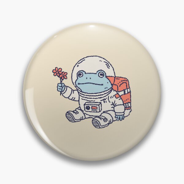 Item preview, Astronaut Frog holding flower, pastel spacesuit illustration designed and sold by Magnificent Lizard.