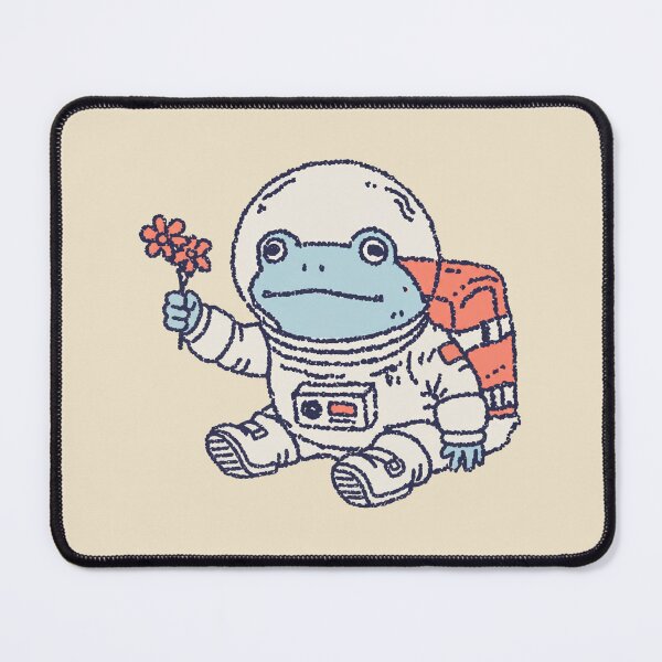 Item preview, Astronaut Frog holding flower, pastel spacesuit illustration designed and sold by Magnificent Lizard.