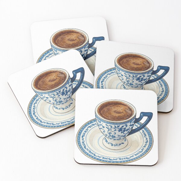 Item preview, Turkish Coffee in Blue Porcelain Cup – Watercolor Style designed and sold by Pacika.