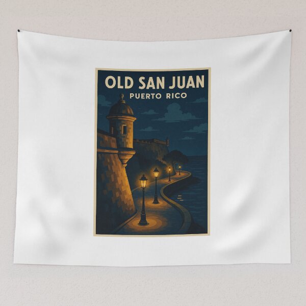 Item preview, Nocturnal Glow of El Morro Fortress Vintage View designed and sold by Por.Ahi.PR.
