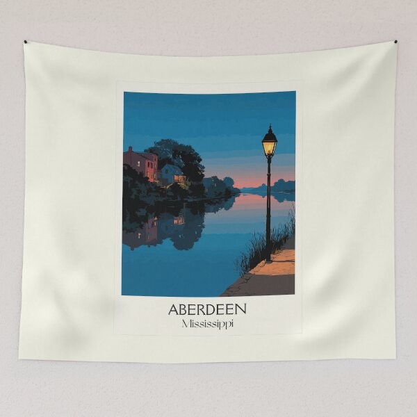 Item preview, Aberdeen Mississippi Riverfront | Tranquil Twilight Art Print designed and sold by TuncGK.