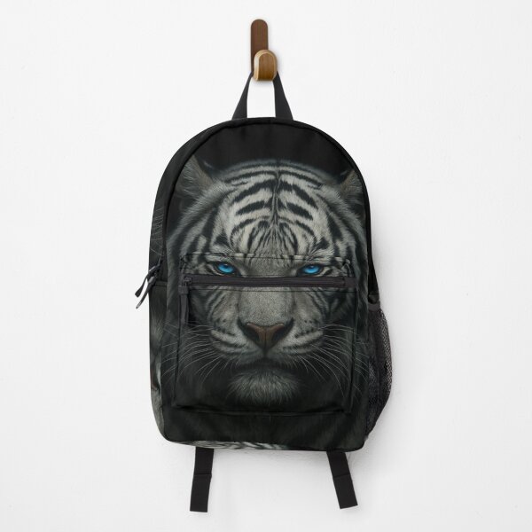 Item preview, White Tiger With Glowing Blue Eyes – Powerful Dark Wildlife Art designed and sold by LiLeDesigns.