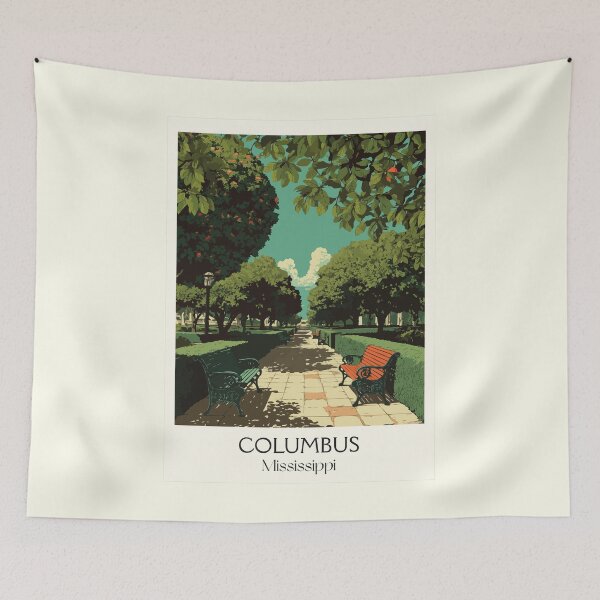 Item preview, Columbus Mississippi Park | Sunny Day Stroll Art Print designed and sold by TuncGK.