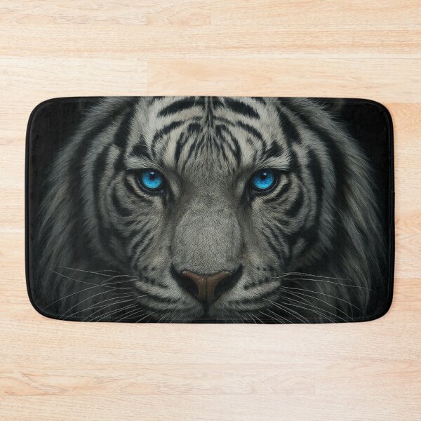 Item preview, White Tiger With Glowing Blue Eyes – Powerful Dark Wildlife Art designed and sold by LiLeDesigns.