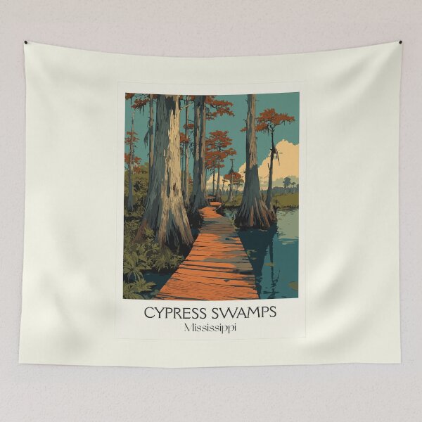 Item preview, Mississippi Cypress Swamp | Southern Wetlands Boardwalk Art designed and sold by TuncGK.