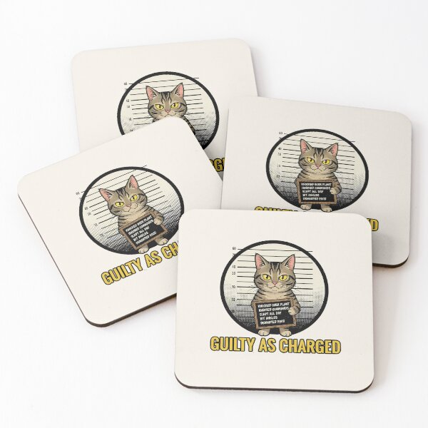Item preview, Guilty As Charged Cat Mugshot Funny Pet Meme designed and sold by HoopeStylee.